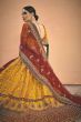 Mustard Yellow Embroidery Satin Silk Wedding Lehenga Choli With Maroon Dupatta (Default)
