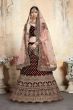 Maroon Heavily Embroidery Velvet Indian Wedding Lehenga Choli (Default)