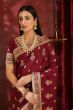 Maroon Silk Embroidered Saree With Blouse (Default)