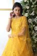 Yellow Thread Embroidered Net Party Wear Anarkali Gown With Dupatta