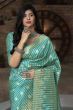 Green Striped Banarasi Silk Festival Wear Saree With Blouse