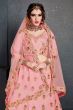 Baby Pink Embroidered Silk Bridal Lehenga Choli (Default)