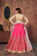 Pink Thread Embroidery Silk Bridal Lehenga With Yellow Choli and Dupatta (Default)