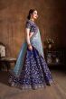 Navy Blue Sequins Raw Silk Bridal Lehenga Choli With Sky Blue Dupatta (Default)