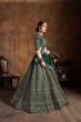 Bottle Green Sequins Raw Silk Wedding Lehenga Choli With Dupatta (Default)