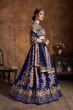 Navy Blue Embroidery Raw Silk Wedding Lehenga Choli With Dupatta (Default)