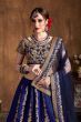Navy Blue Embroidery Raw Silk Wedding Lehenga Choli With Dupatta (Default)