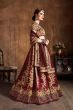 Maroon Embroidery Raw Silk Wedding Lehenga Choli With Dupatta (Default)