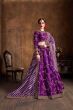 Purple Embroidery Mulberry Silk Bridal Lehenga Choli With Striped Dupatta (Default)