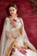 Off-White Floral Print Banglori Silk Bridal Lehenga Choli With Dupatta (Default)