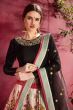 Multi Color Floral Printed Banglory Silk Bridal Lehenga Black Choli And Dupatta