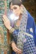 Blue Embroidered Art Silk Festive Wear Gown With Dupatta (Default)