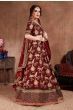 Maroon Embroidered Bridal Wear Lehenga Choli (Default)