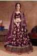 Purple Embroidered Bridal Wear Lehenga Choli (Default)