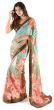 Multi Digital Printed Chiffon Party Wear Saree With Sequence Blouse