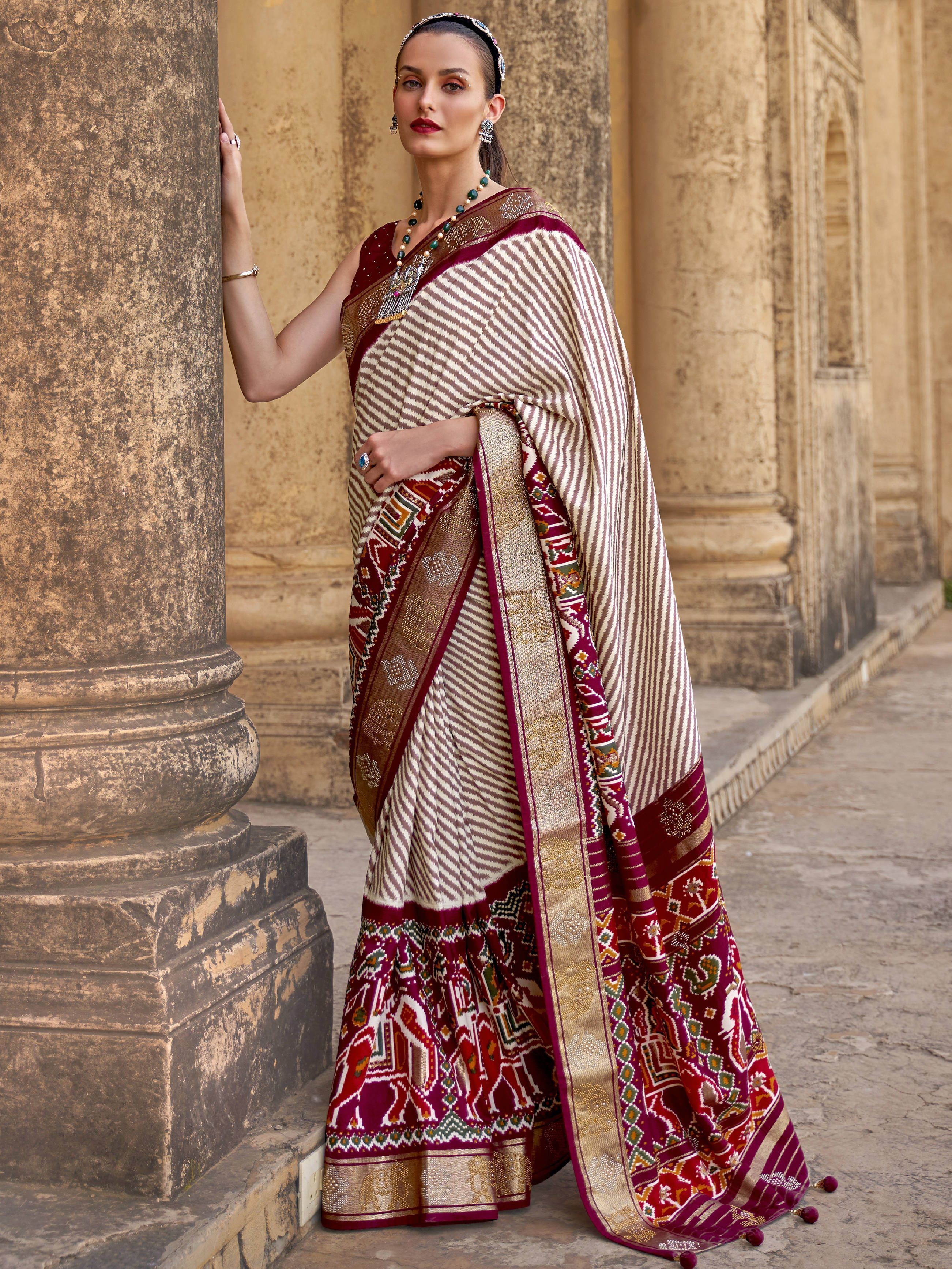 Lavish Maroon Weaving Patola Silk Festive Wear Saree (Default)