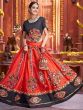Fabulous Red Gamthi Work Silk Navratri Wear Rajwadi Chaniya Choli