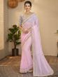 Abundant Light Pink Sequins Embroidery Organza Saree With Blouse
