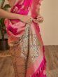 Brilliant Pink zari Weaving Banarasi Silk Saree With Blouse