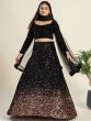Glamorous Black Sequin Work Velvet Wedding Lehenga Choli