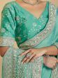 Marvelous Sea Green Sequins Embroidery Silk Wedding Wear Saree