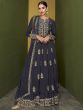 Dark Grey Embroidered Georgette Festive Ready-Made Palazzo Suit 