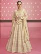 Attractive Beige Georgette Thread Wedding Wear Long Anarkali Gown