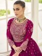 Astonishing Pink Green Sequins Embroidery Georgette Palazzo Suit
