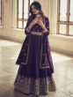 Marvelous Purple Embroidered Silk Ready-Made Gown With Dupatta