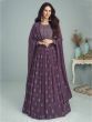 Adorable Purple Zari Work Georgette Ready-Made Long Anarkali Gown
