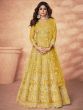 Great Yellow Diamond Net Party Wear Anarkali Gown