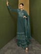 Alluring Teal Green Embroidered Georgette Festive Ready-Made Palazzo Suit 