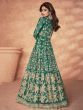 Elegant Green Diamond Net Party Wear Anarkali Gown