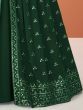 Amazing Green Georgette Embroidered Readymade Gathering Wear Long Anarkali Gown