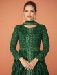Amazing Green Georgette Embroidered Readymade Gathering Wear Long Anarkali Gown
