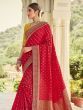 Red & Yellow Embroidered Silk Wedding Wear Saree With Blouse