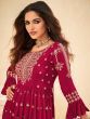 Attractive Dark Red Embroidery Georgette Festive Ready-Made Palazzo Suit