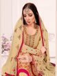 Cream Floral Embroidered Georgette Wedding Wear Salwar Kameez