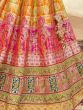 Pink And Green Zari Weaving Embroidery Silk Bridal Lehenga Choli