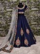 Navy Blue Embroidered Silk Wedding Style Lehenga Choli for Women