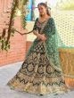 Bottle Green Resham Work Satin Bridal Lehenga Choli With Dupatta 