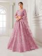 Pink Embroidered Net Wedding Wear Lehenga Choli
