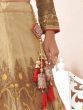 Amazing Dark Cream Net Zari Embroidered Marriage Wear Lehenga Choli