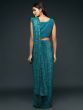 Teal Blue Fully Sequined Georgette Party Wear Saree