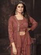 	 Delightful Brown Sequins Georgette Ready-to-wear Indo-Western Sharara 