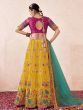 Awesome Yellow Net Zari Embroidered Wedding Wear Lehenga Choli