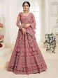 Rose Pink Embroidered Net Wedding Wear Lehenga Choli
