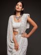 Pearl White Fully Sequined Georgette Party Wear Saree