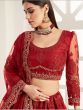 Red Zari Embroidered Coding Net Bridal Wear Lehenga Choli
