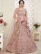 Mauve Color Thread Net Bridal Wear Lehenga Choli